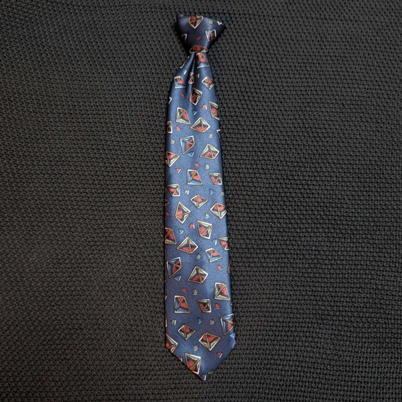 The Men's Store Other - The Mens Store Necktie Mens OS Navy Blue Geometric Pyramid Print Classic Retro